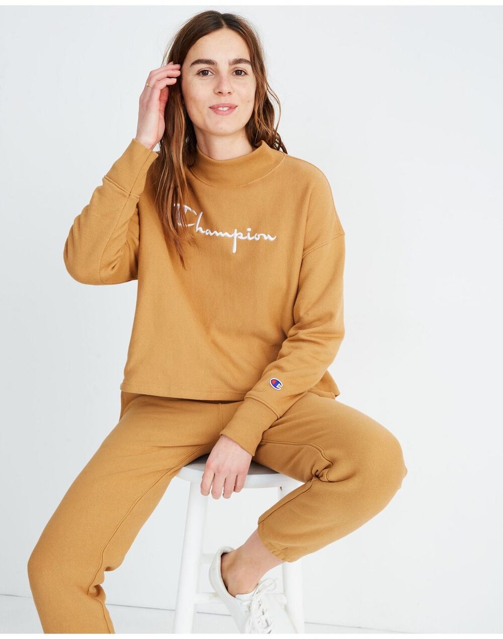 Champion High-Neck Sweatshirt Madewell Brown Sportswear Loungewear Cozycore M
